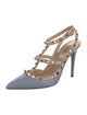Valentino Rockstud Accents Leather T-Strap Pumps