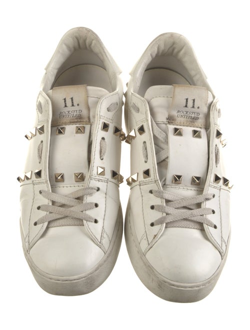 Valentino Rockstud Accents Leather Sneakers