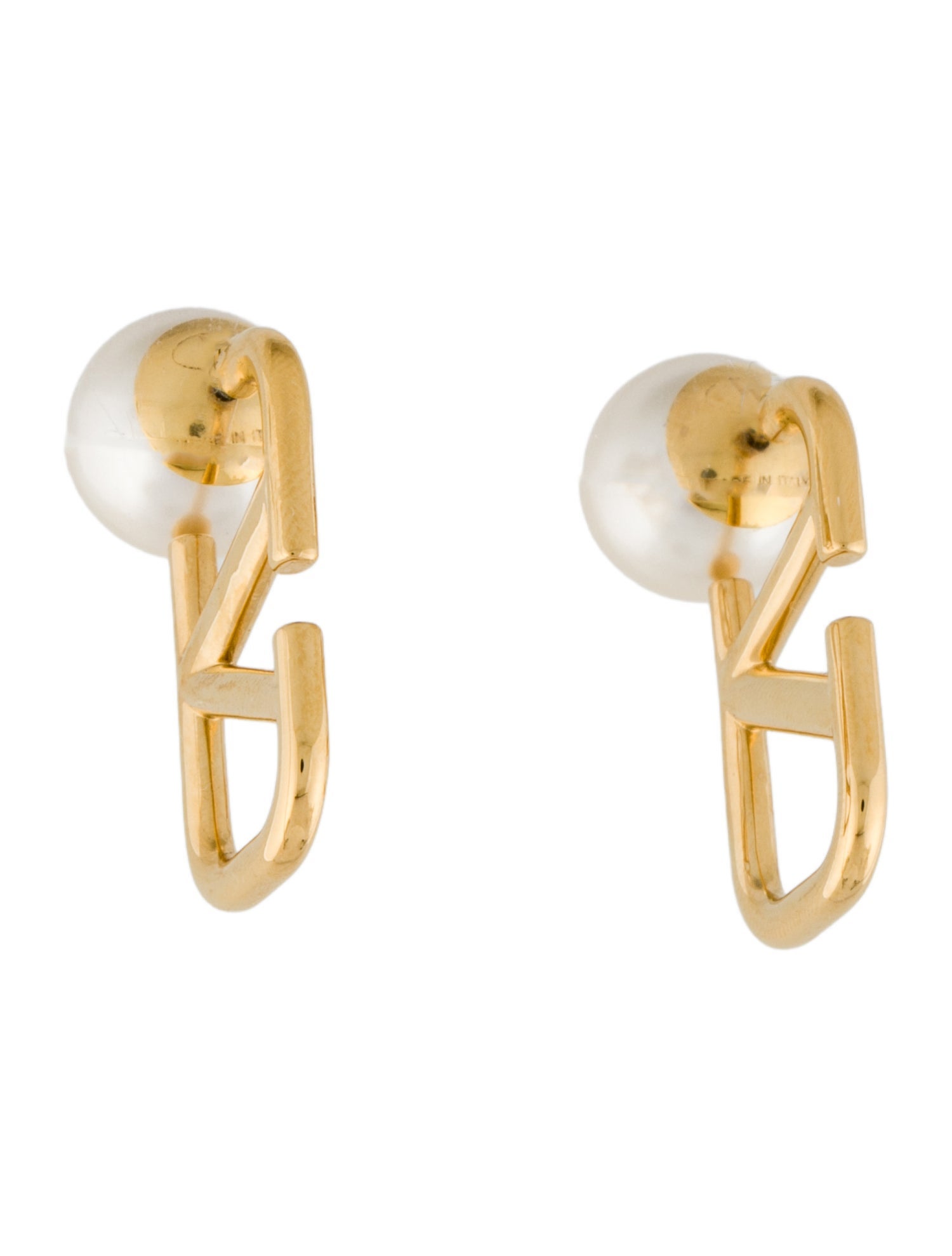 Valentino Faux Pearl VLogo Drop Earrings