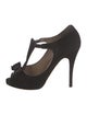 Valentino Suede Bow Accents T-Strap Pumps