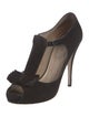 Valentino Suede Bow Accents T-Strap Pumps