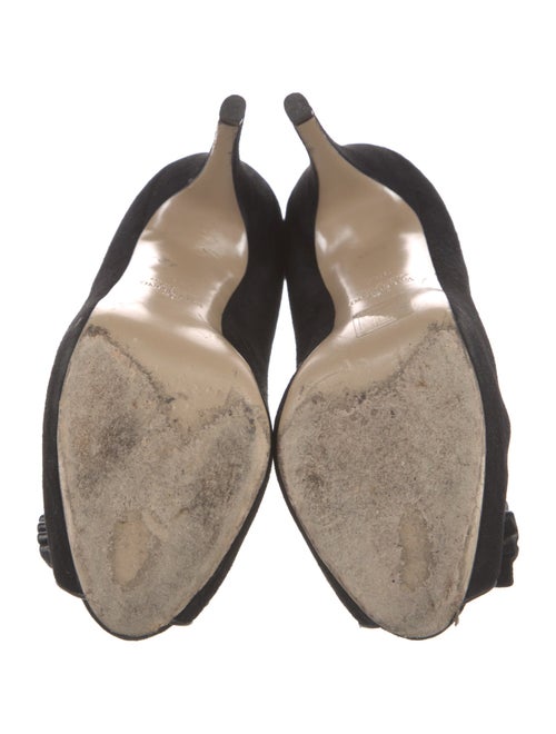 Valentino Suede Bow Accents T-Strap Pumps
