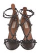 Valentino Leather Eyelet Trim T-Strap Sandals