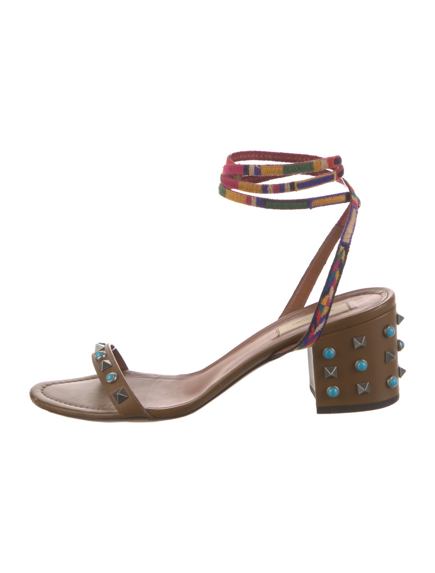 Valentino Rockstud Accents Leather Gladiator Sandals