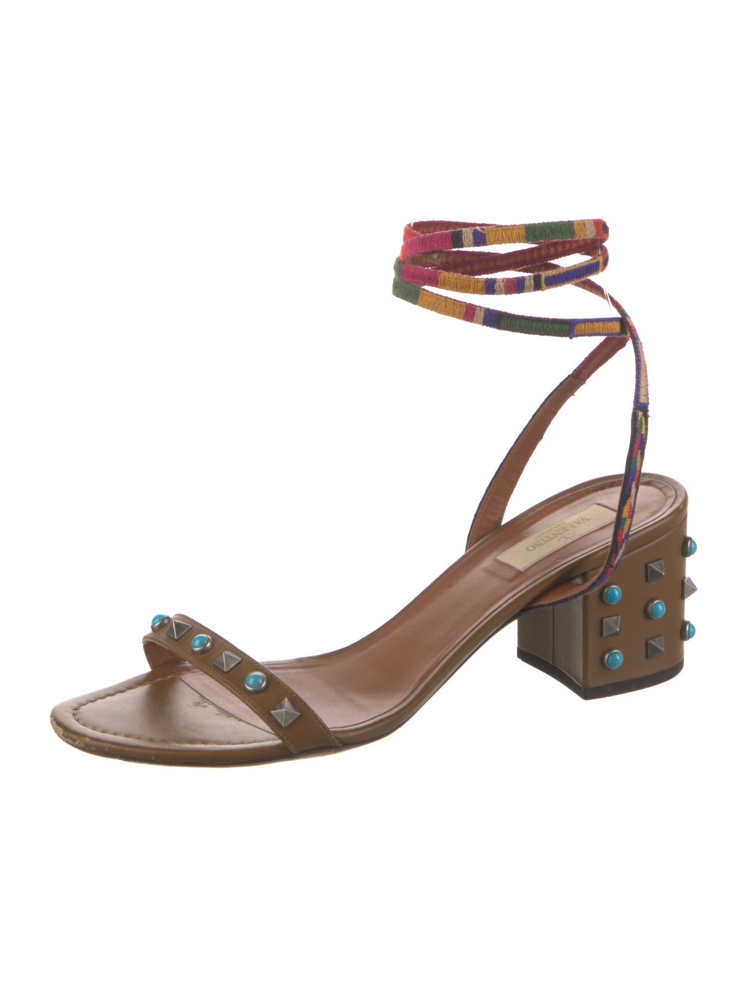 Valentino Rockstud Accents Leather Gladiator Sandals