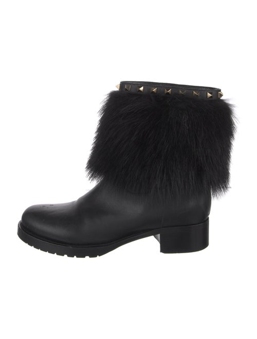 Valentino Rockstud Accents Leather Moto Boots