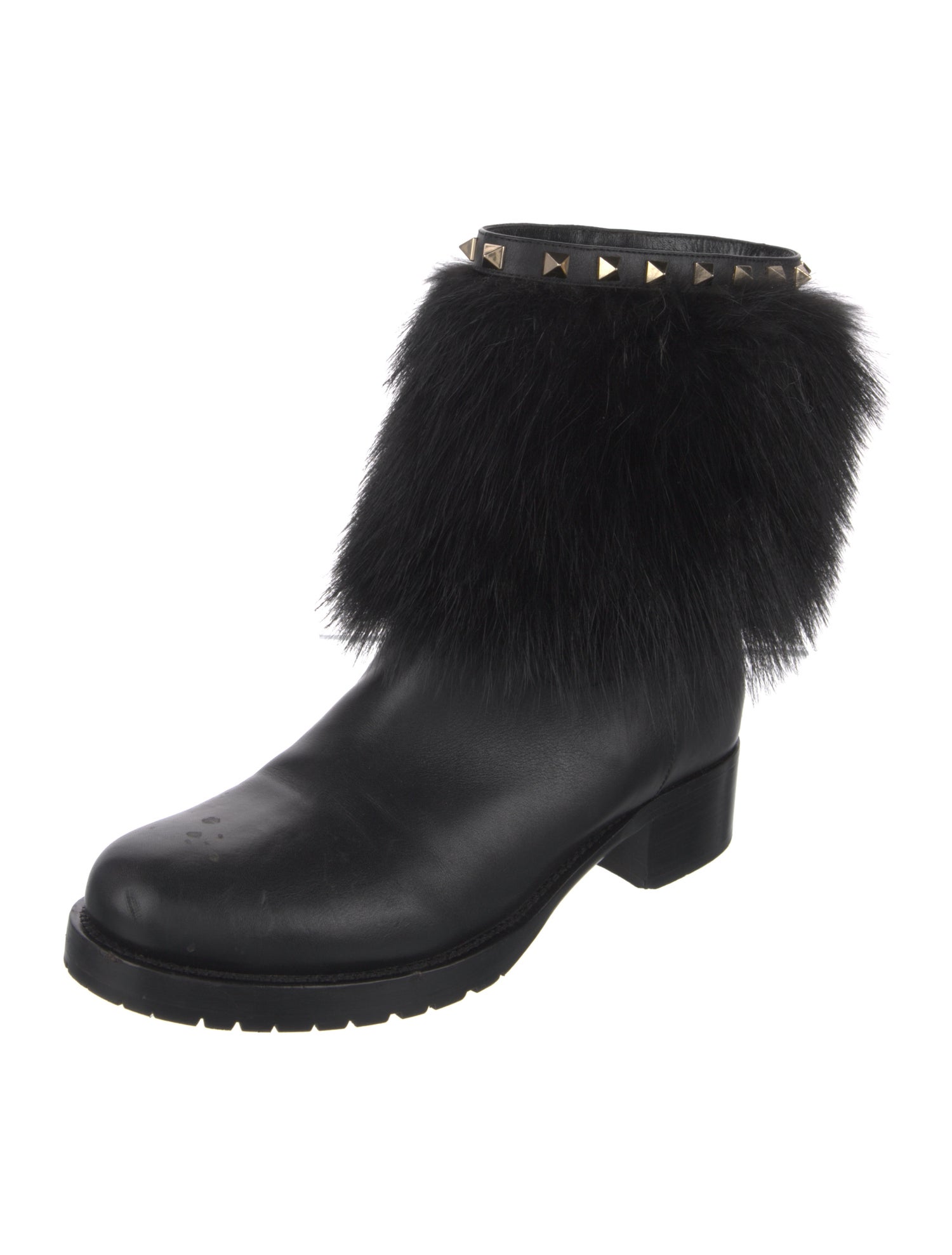 Valentino Rockstud Accents Leather Moto Boots