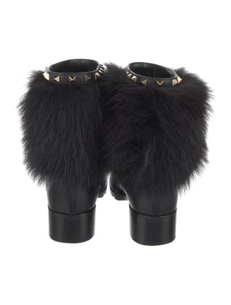 Valentino Rockstud Accents Leather Moto Boots