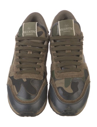 Valentino Rockstud Accents Suede Sneakers
