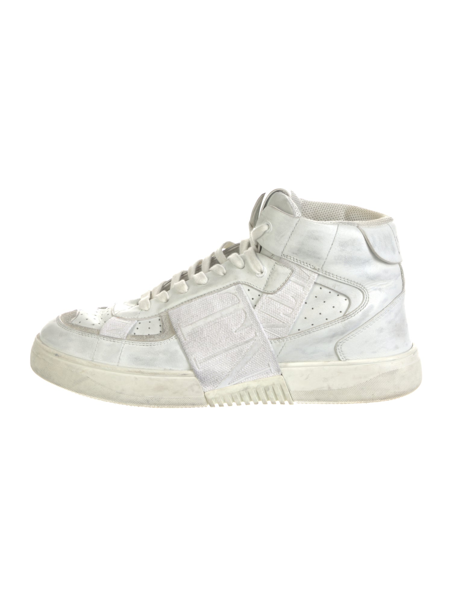 Valentino Leather Embroidered Accent Sneakers