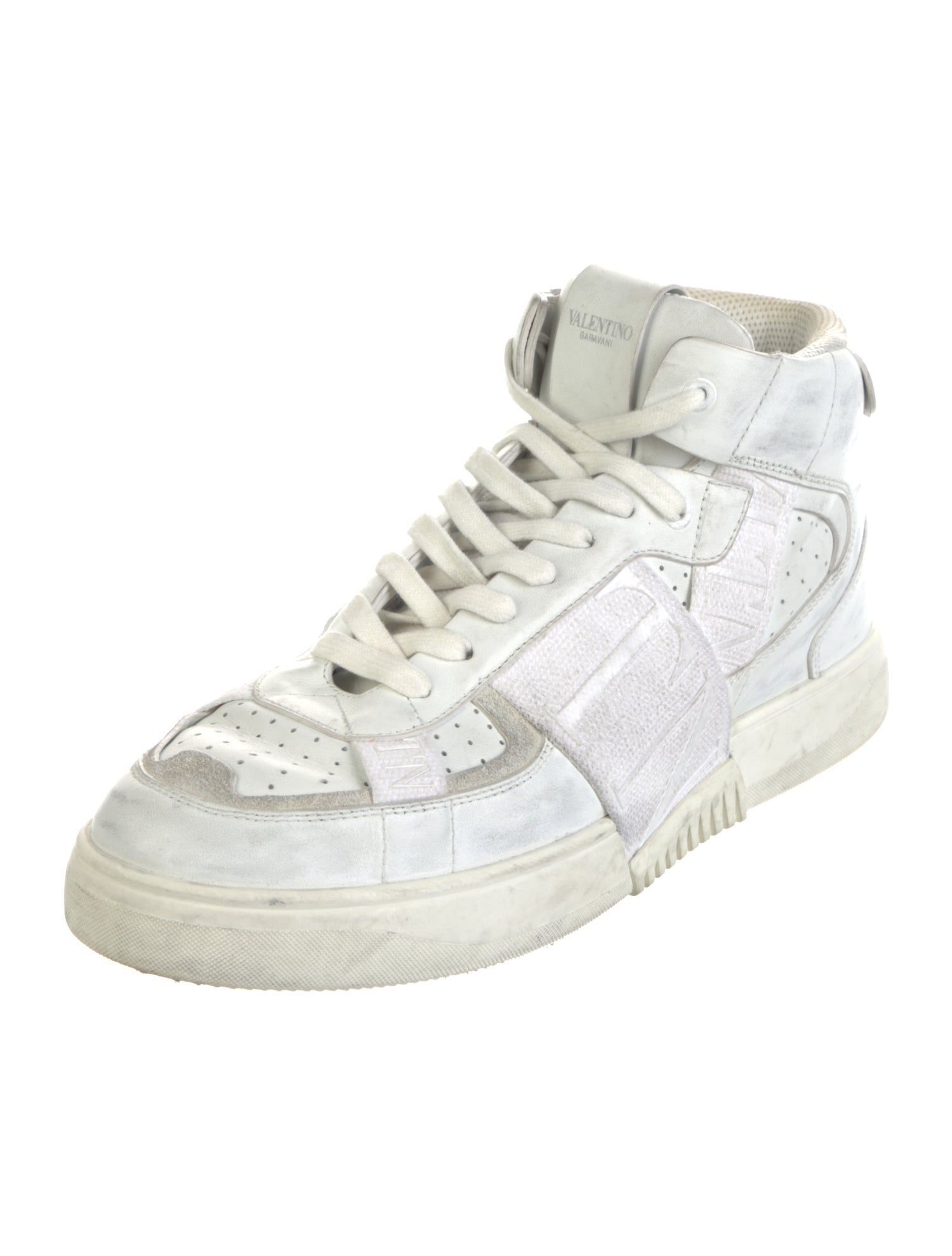 Valentino Leather Embroidered Accent Sneakers