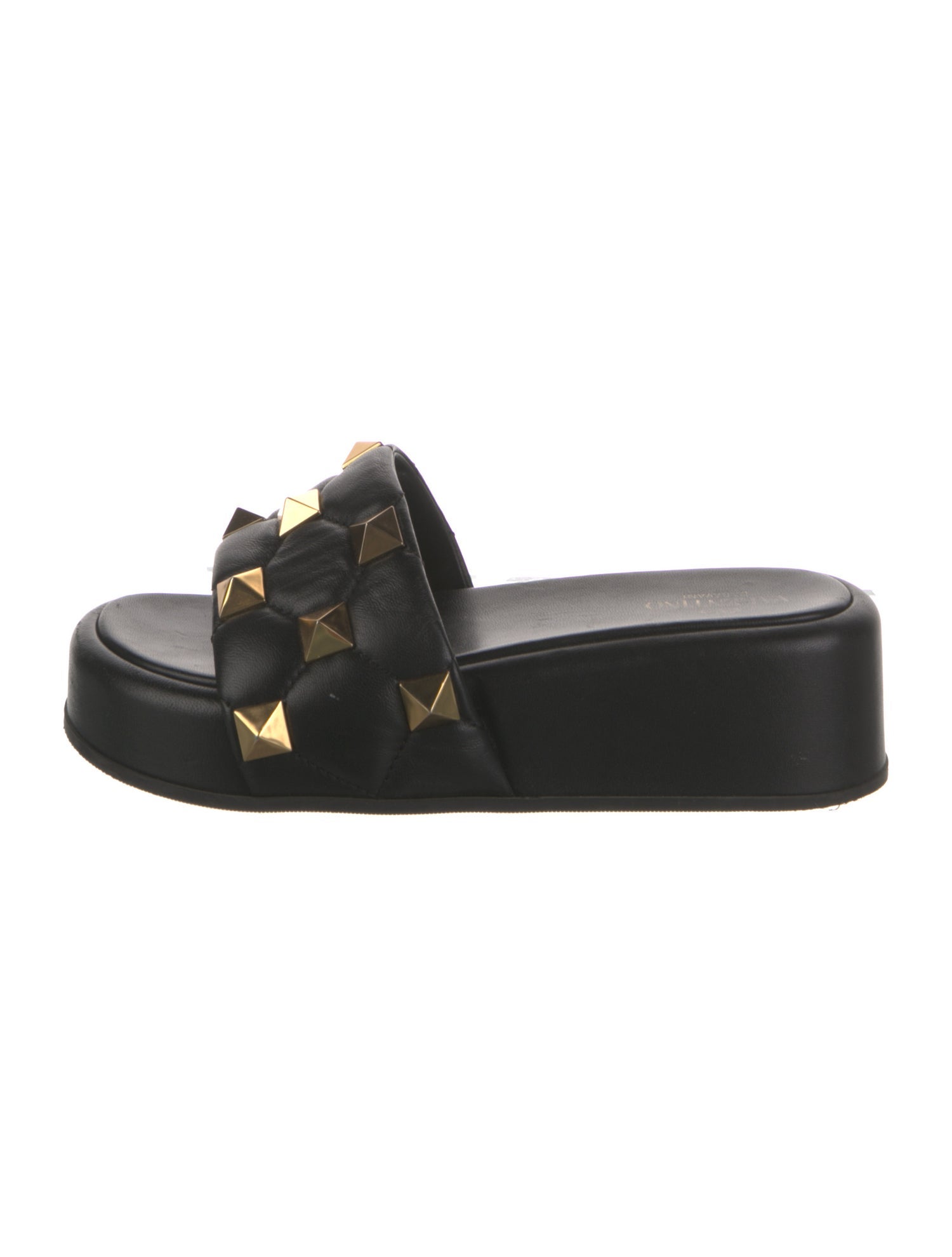 Valentino Rockstud Accents Leather Slides