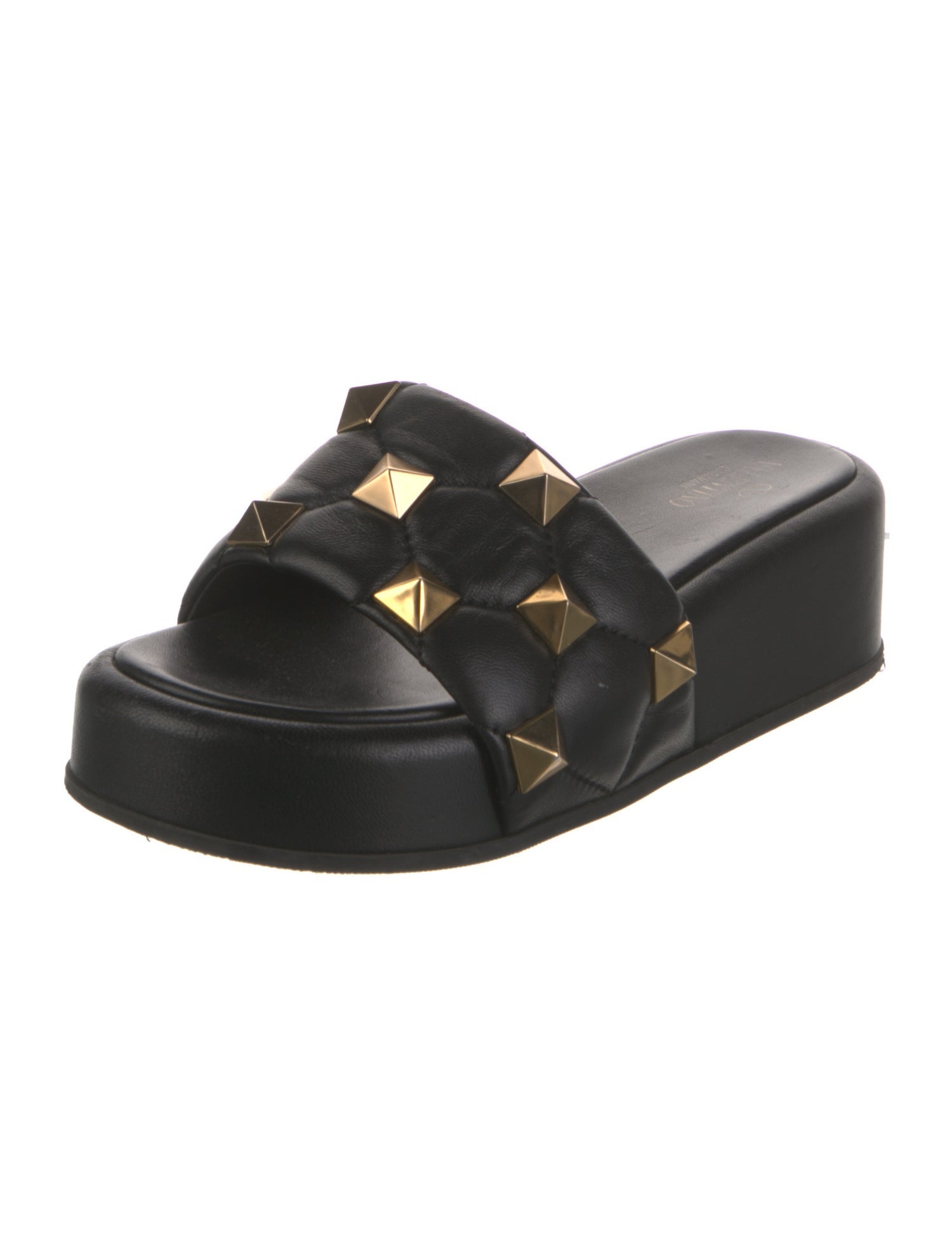 Valentino Rockstud Accents Leather Slides