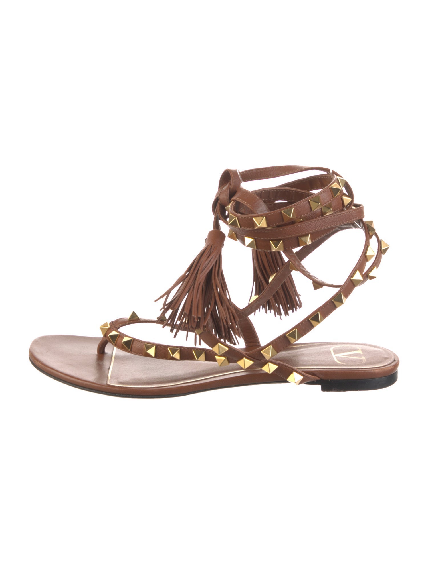 Valentino Rockstud Accents Leather Gladiator Sandals