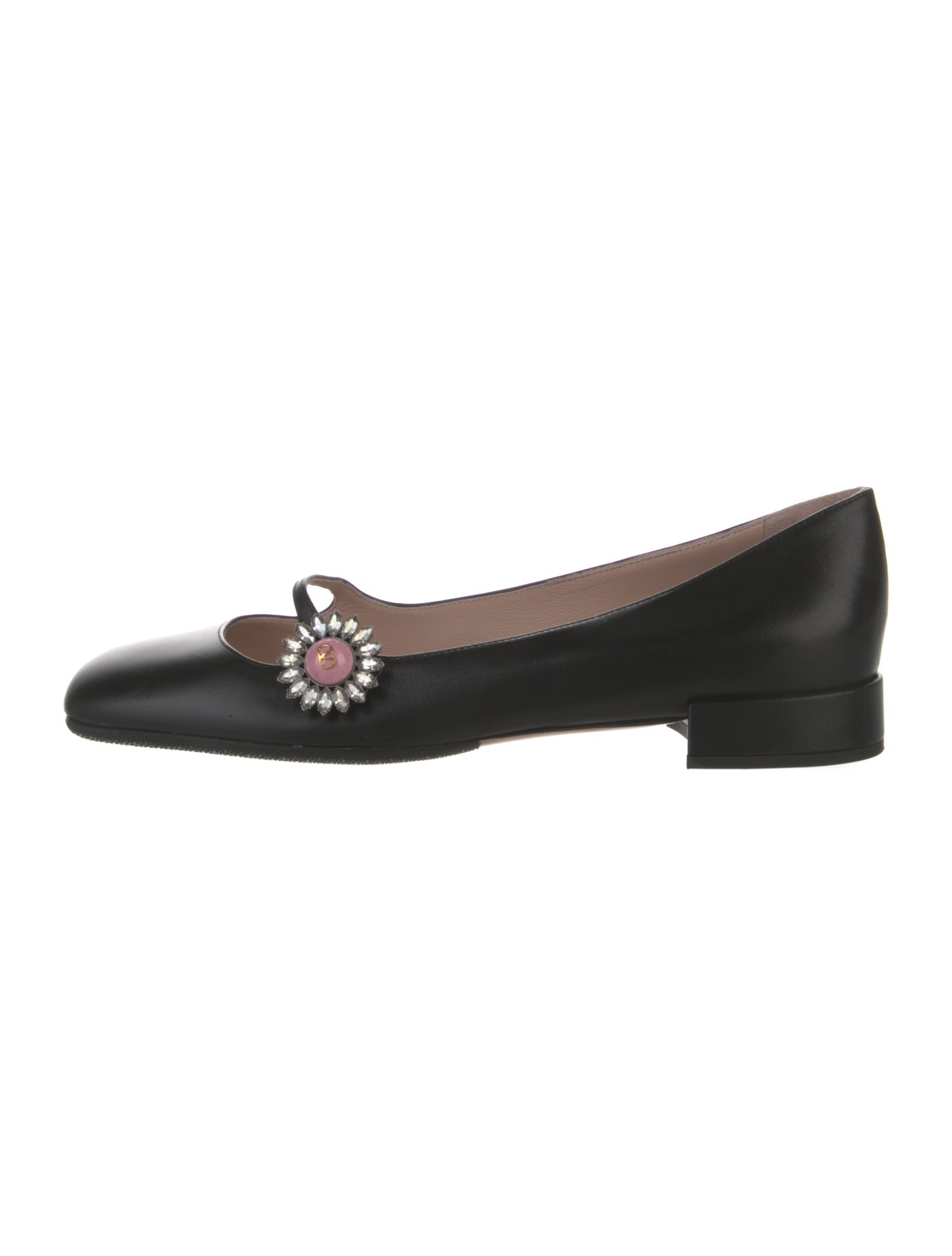 Valentino Rockstud Accents Leather Mary Jane Flats