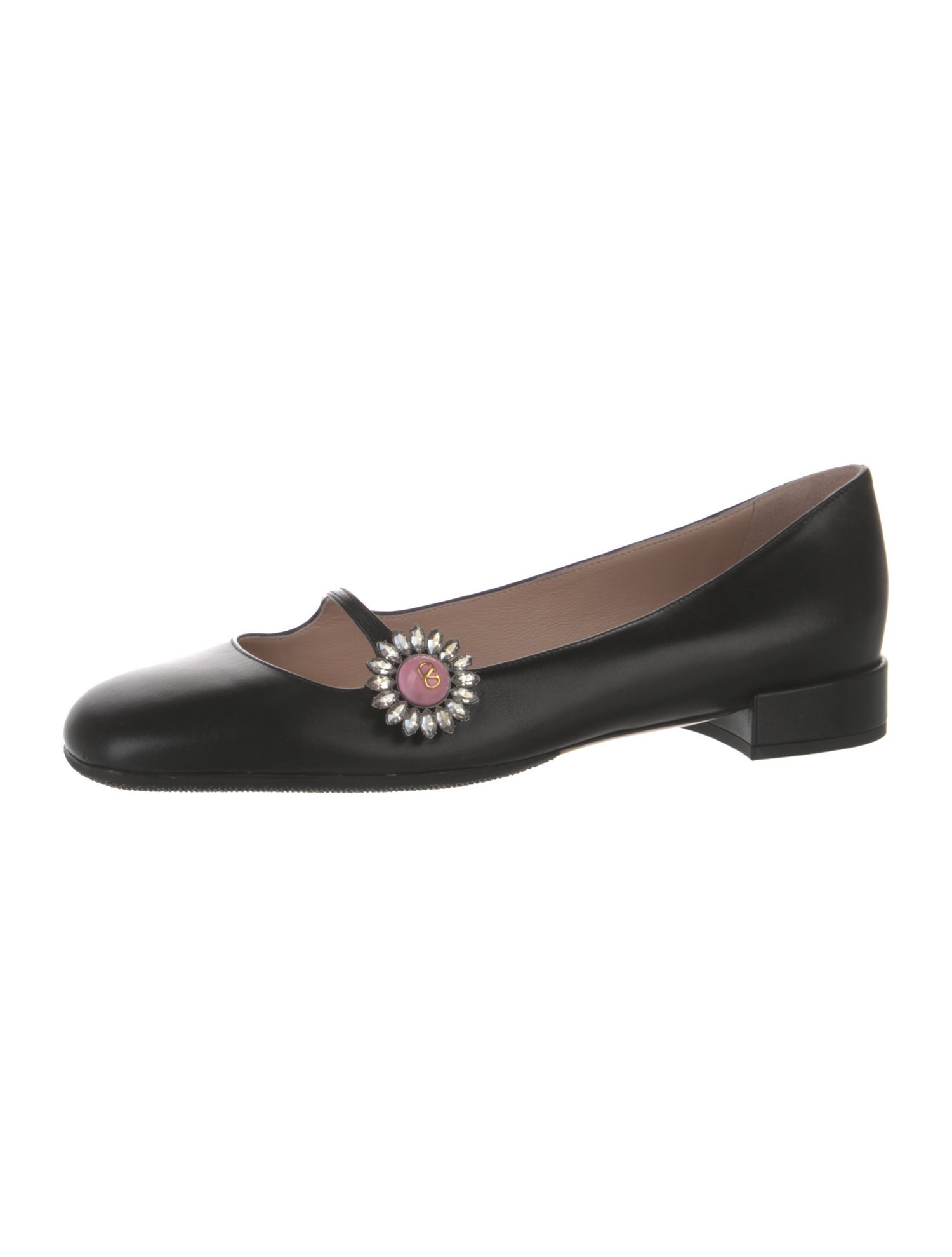 Valentino Rockstud Accents Leather Mary Jane Flats