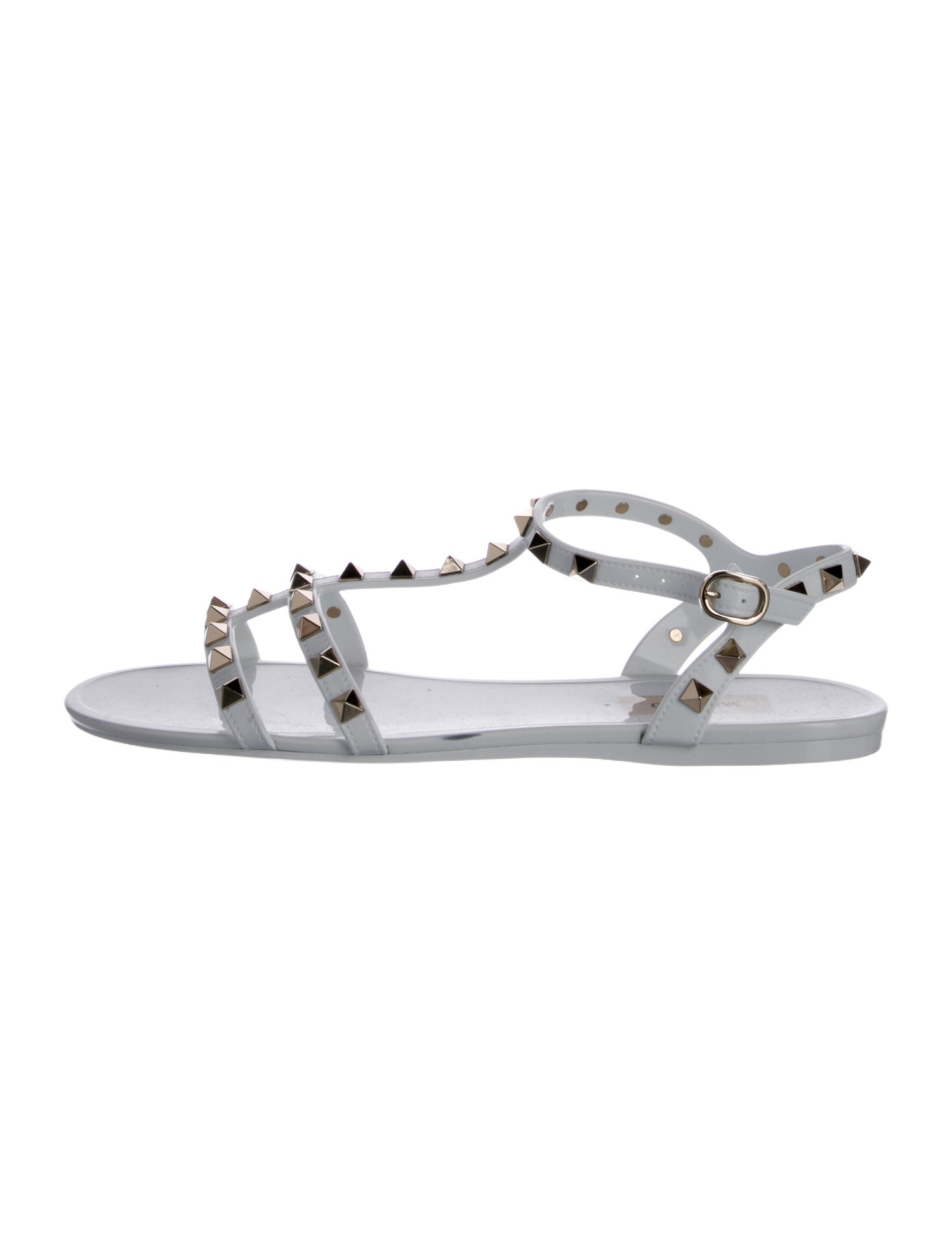 Valentino Rockstud Accents Rubber T-Strap Sandals