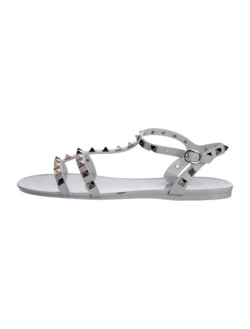 Valentino Rockstud Accents Rubber T-Strap Sandals