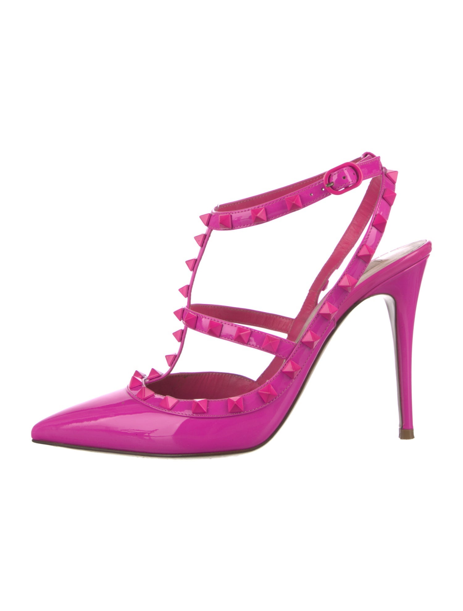Valentino Rockstud Accents Patent Leather T-Strap Pumps