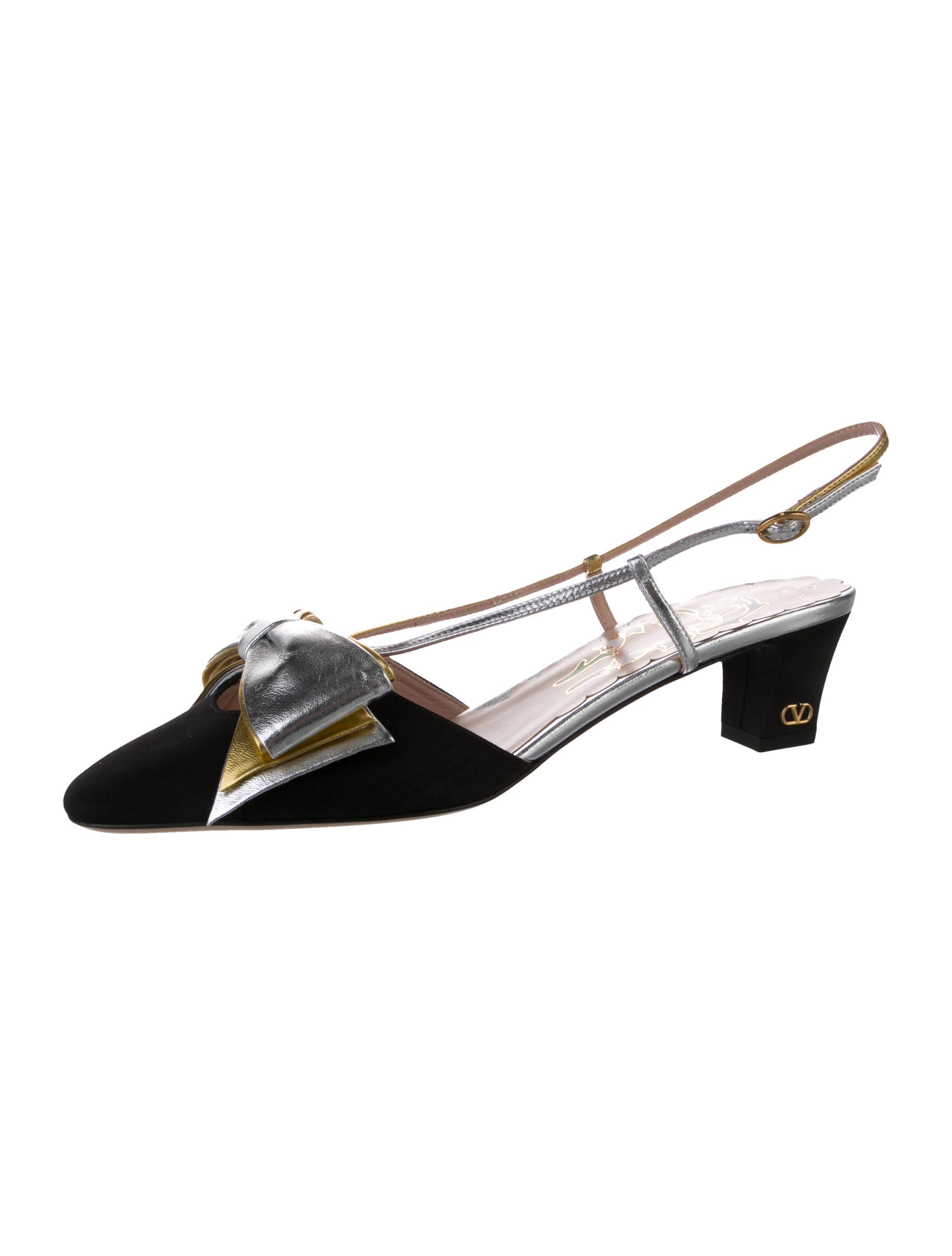 Valentino Suede Bow Accents Slingback Sandals