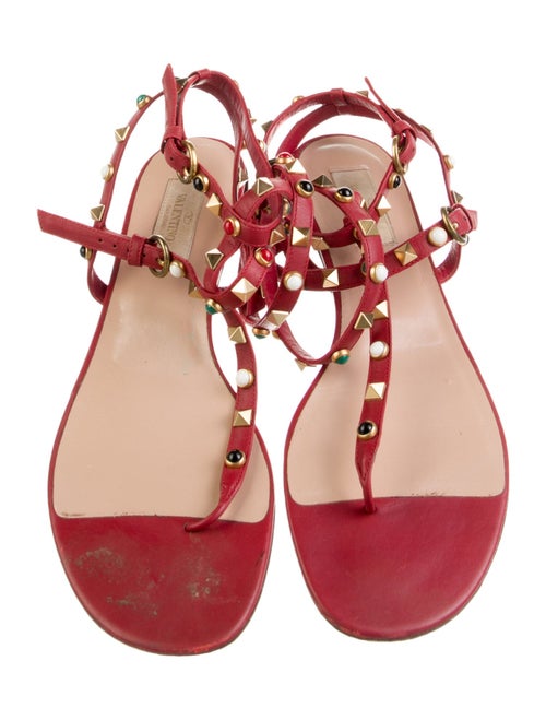 Valentino Rockstud Accents Leather Gladiator Sandals