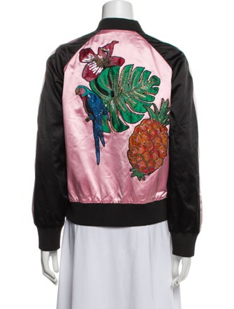 Valentino Silk Floral Print Bomber Jacket