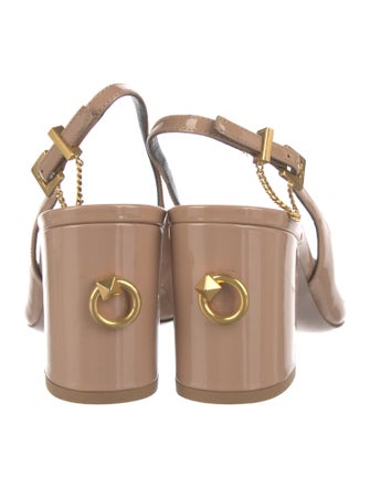 Valentino Rockstud Accents Patent Leather Slingback Pumps