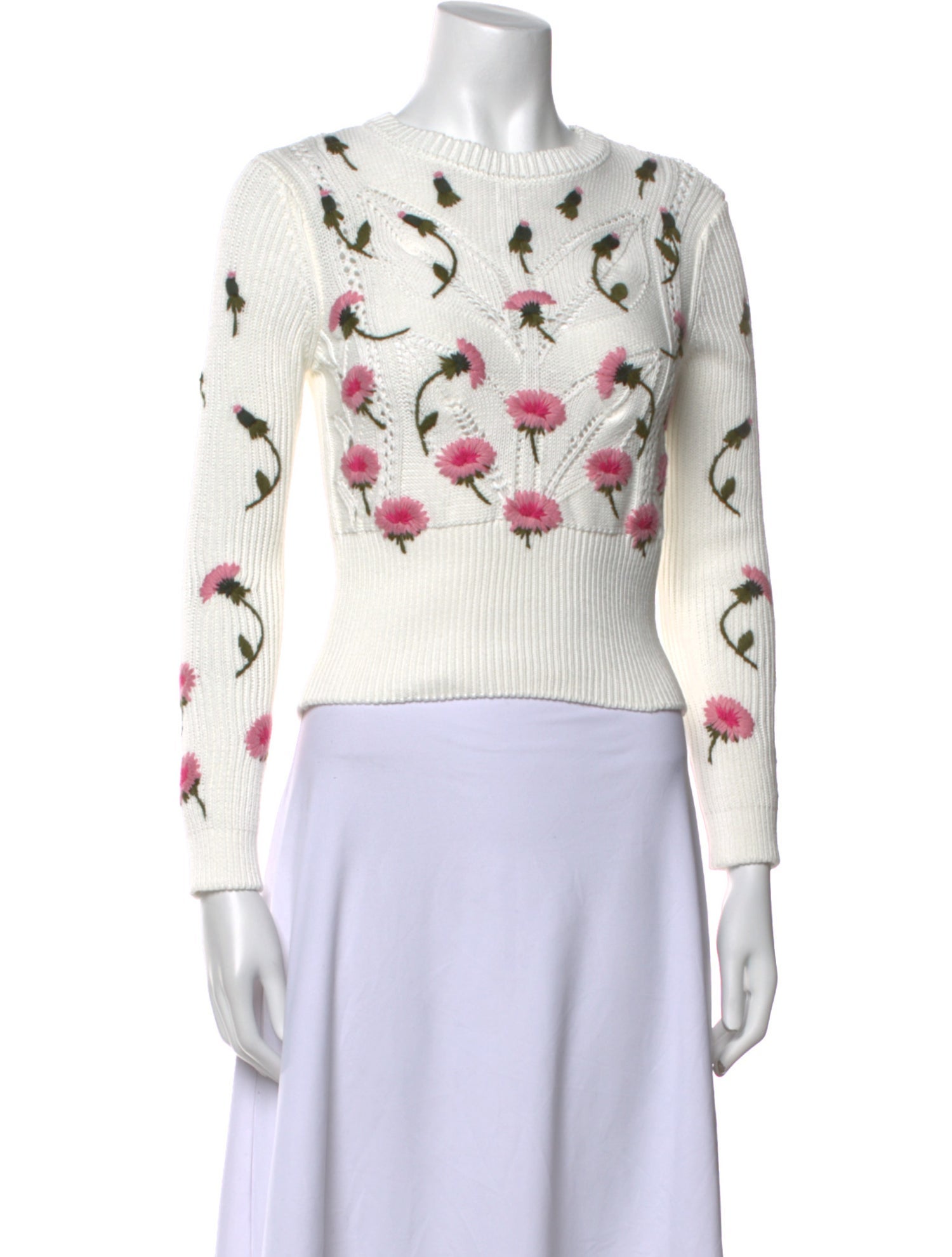 Valentino Floral Print Crew Neck Sweater
