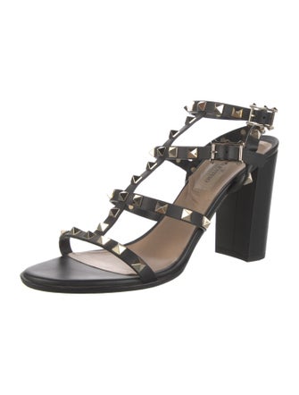 Valentino Rockstud Accents Leather T-Strap Sandals