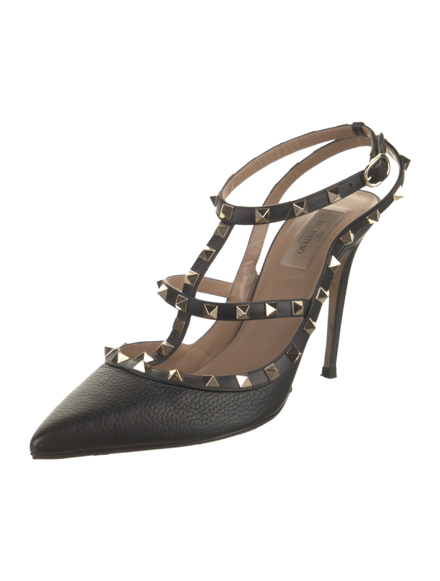 Valentino Rockstud Accents Leather T-Strap Pumps