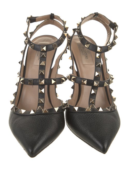 Valentino Rockstud Accents Leather T-Strap Pumps