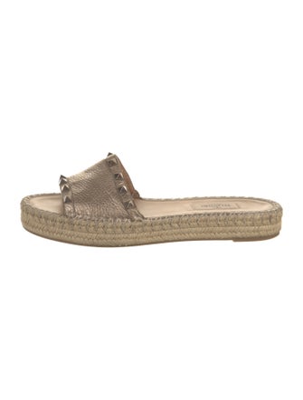Valentino Rockstud Accents Leather Espadrilles