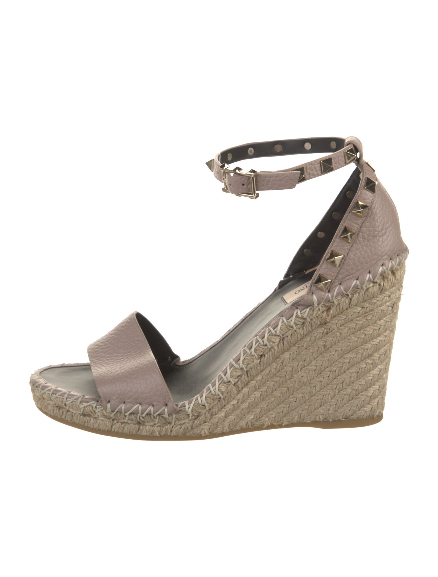 Valentino Rockstud Accents Leather Espadrilles