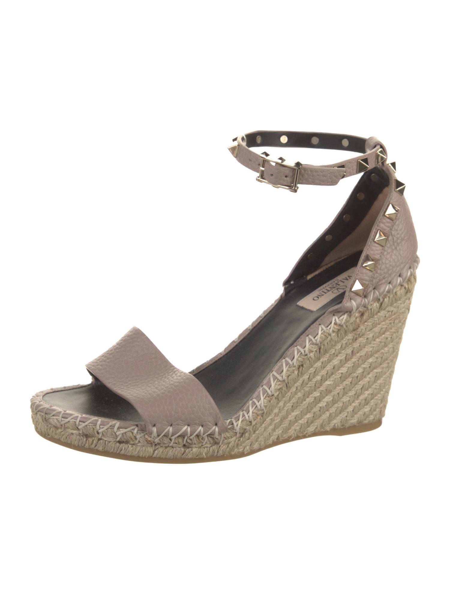 Valentino Rockstud Accents Leather Espadrilles