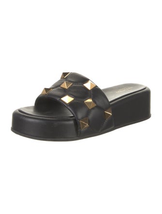 Valentino Rockstud Accents Leather Slides