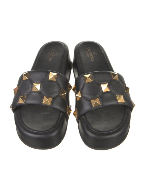Valentino Rockstud Accents Leather Slides