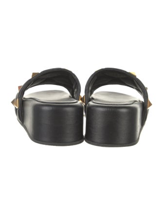 Valentino Rockstud Accents Leather Slides