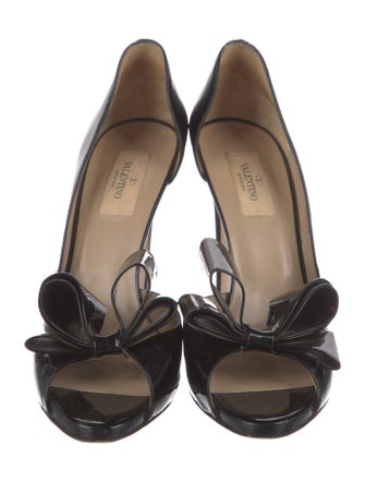 Valentino Patent Leather Bow Accents D'Orsay Pumps