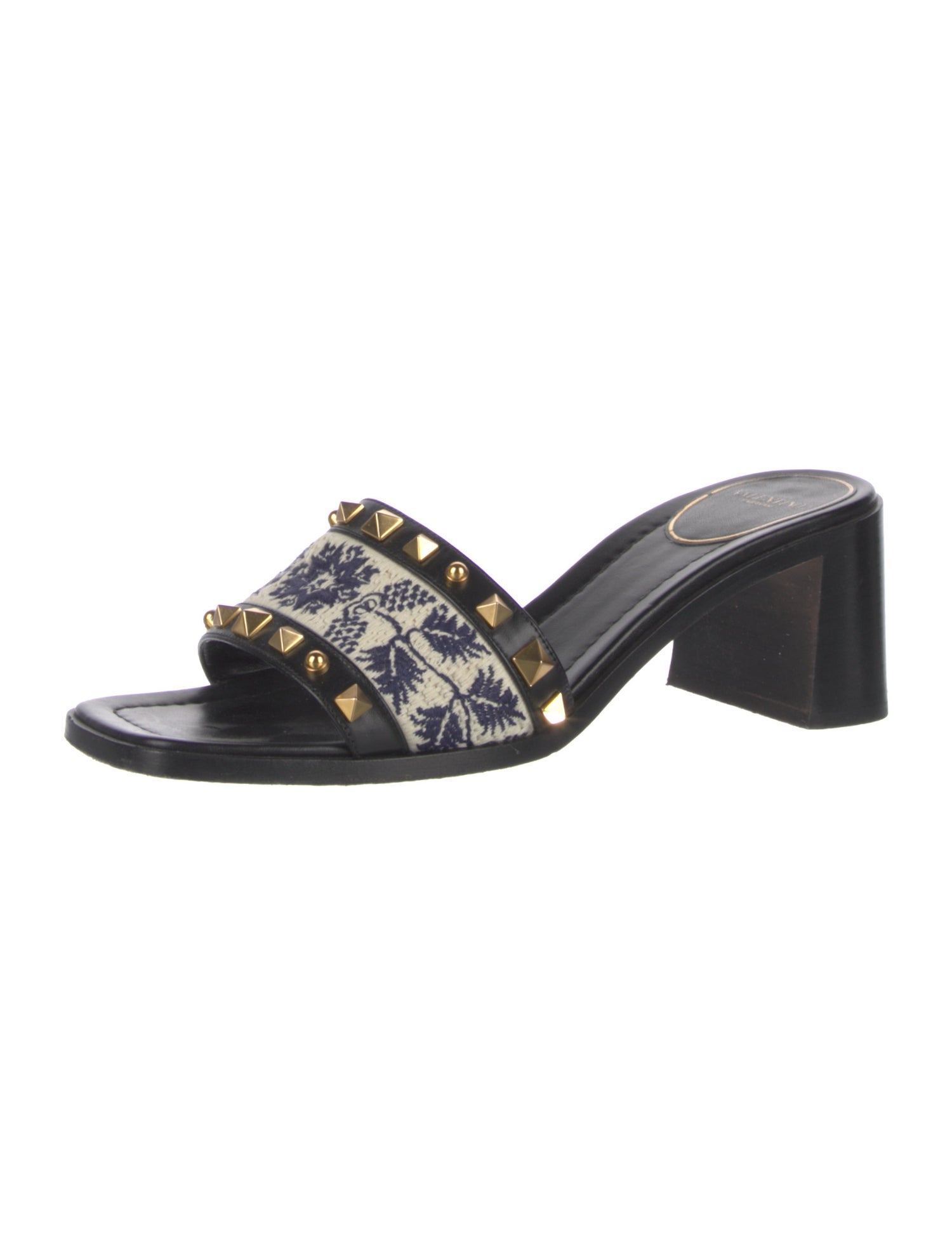 Valentino Rockstud Accents Leather Slides