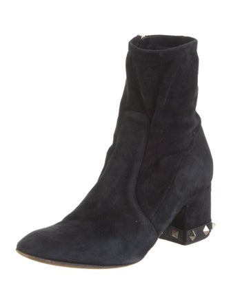 Valentino Rockstud Accents Suede Sock Boots