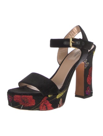 Valentino Velvet Embroidered Accent Sandals