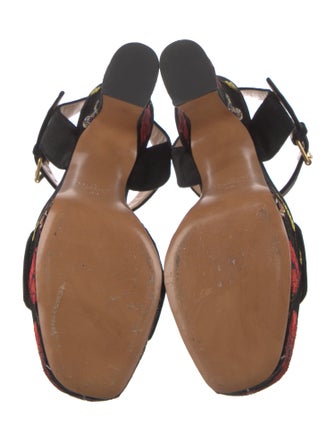 Valentino Velvet Embroidered Accent Sandals
