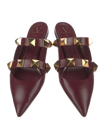 Valentino Rockstud Accents Leather Mules