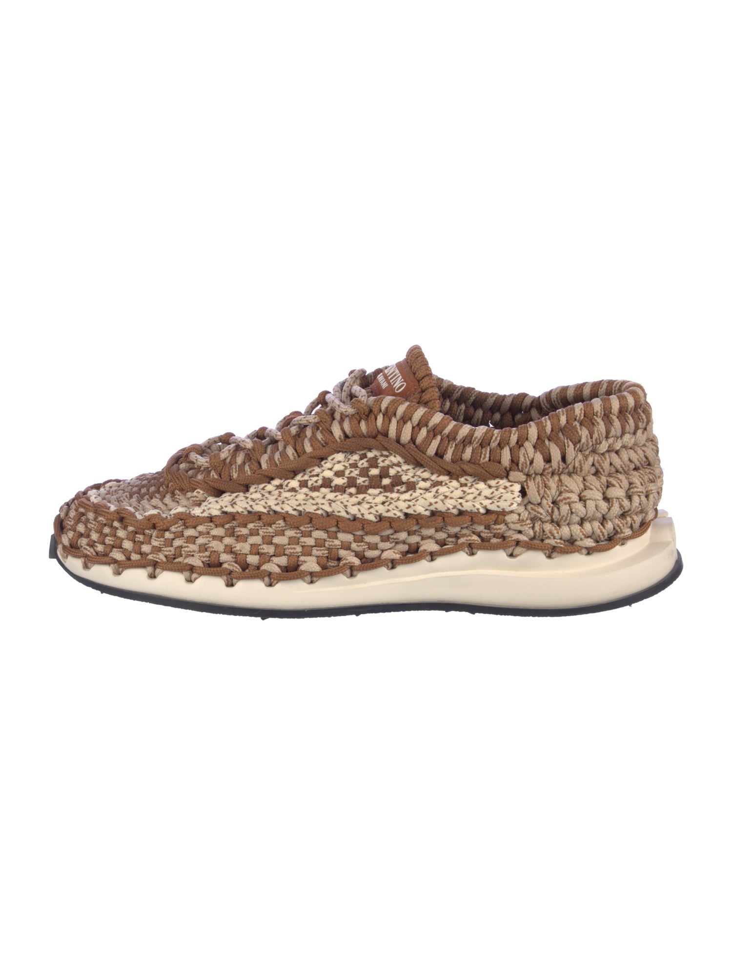 Valentino Tweed Pattern Crochet Trim Sneakers