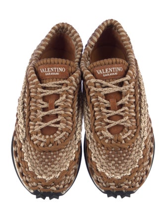 Valentino Tweed Pattern Crochet Trim Sneakers