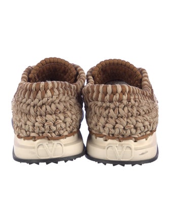 Valentino Tweed Pattern Crochet Trim Sneakers