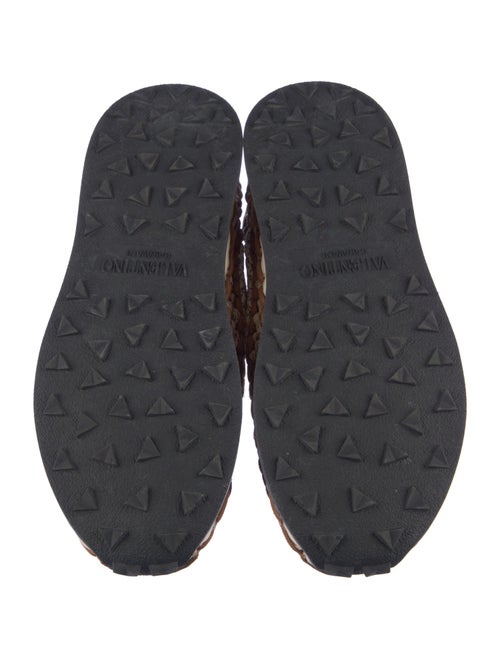 Valentino Tweed Pattern Crochet Trim Sneakers