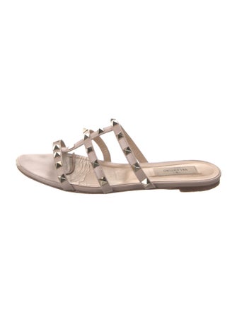 Valentino Rockstud Accents Leather Slides