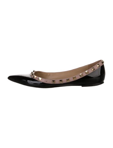 Valentino Flats Rockstud Accents Patent Leather Ballet IT 36.5 | 6.5