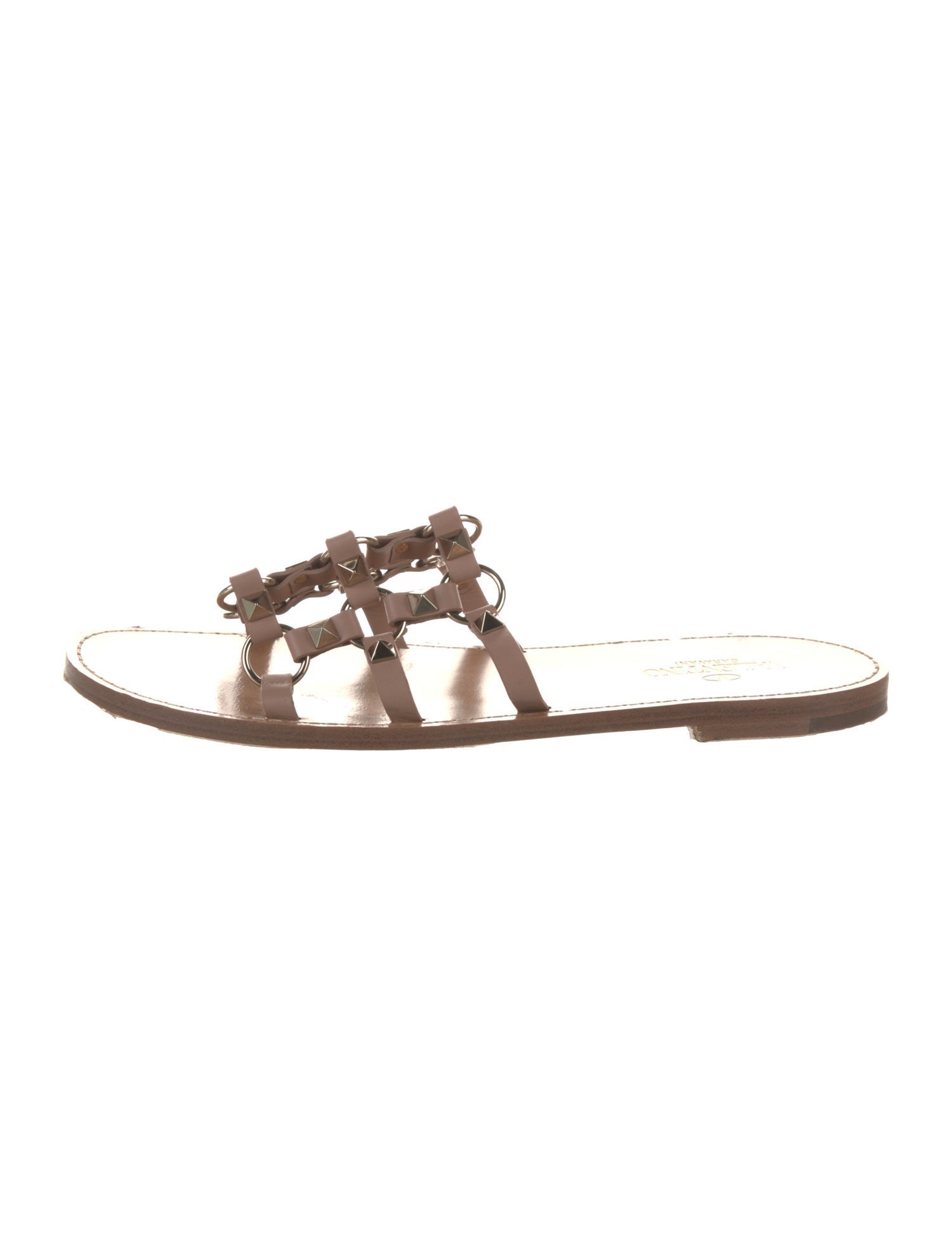 Valentino Rockstud Accents Leather Slides